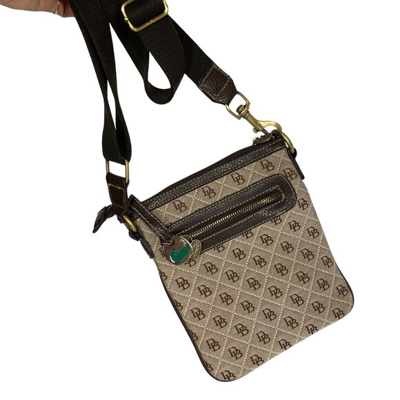 Dooney & Bourke Crossbody Bag Charms Logo Adjustable Strap beige Brown Monogram - Picture 1 of 13